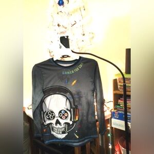 Boys Gamer For Life Skull Graphic Long Sleeve Shirt
